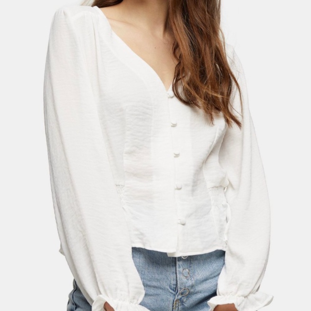 Topshop ivory twill top